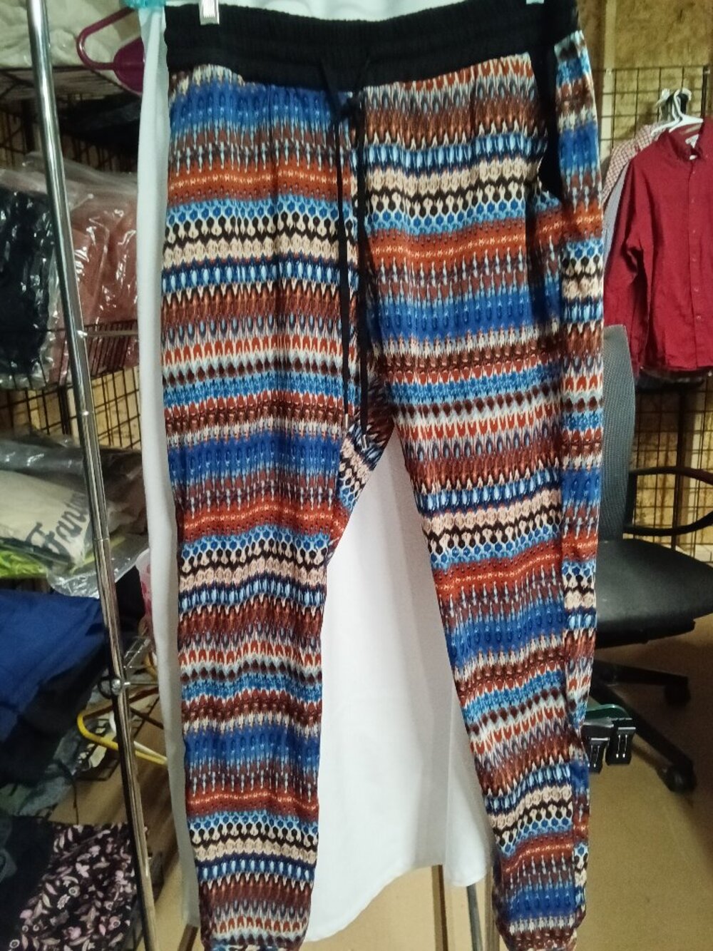 Ultra Flirt Colorful Patterned Harlem Pants with Drawstring